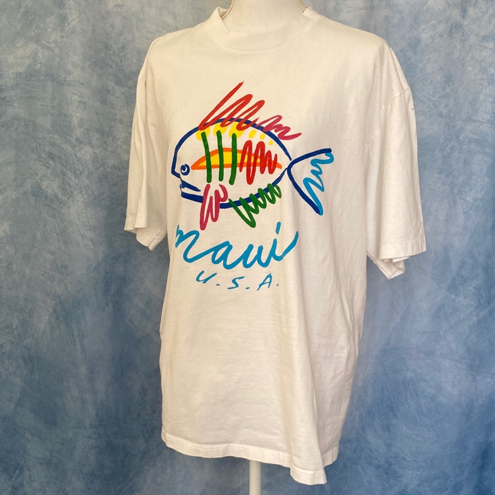🍀2for$25🍀 Vintage 1990s Maui Hawaii Fish Graphic Souvenir T-Shirt Unisex Large
